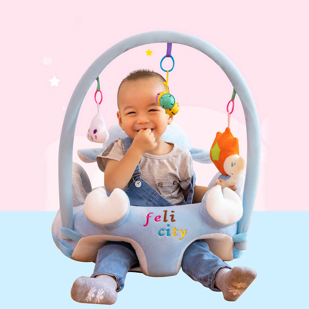 Baby Seat Sofa Infant Support Seat with Handle Toys Easy Carry Learning Sitting Pillow Chair Cushion Bouncer Light Blue Floor Seat
